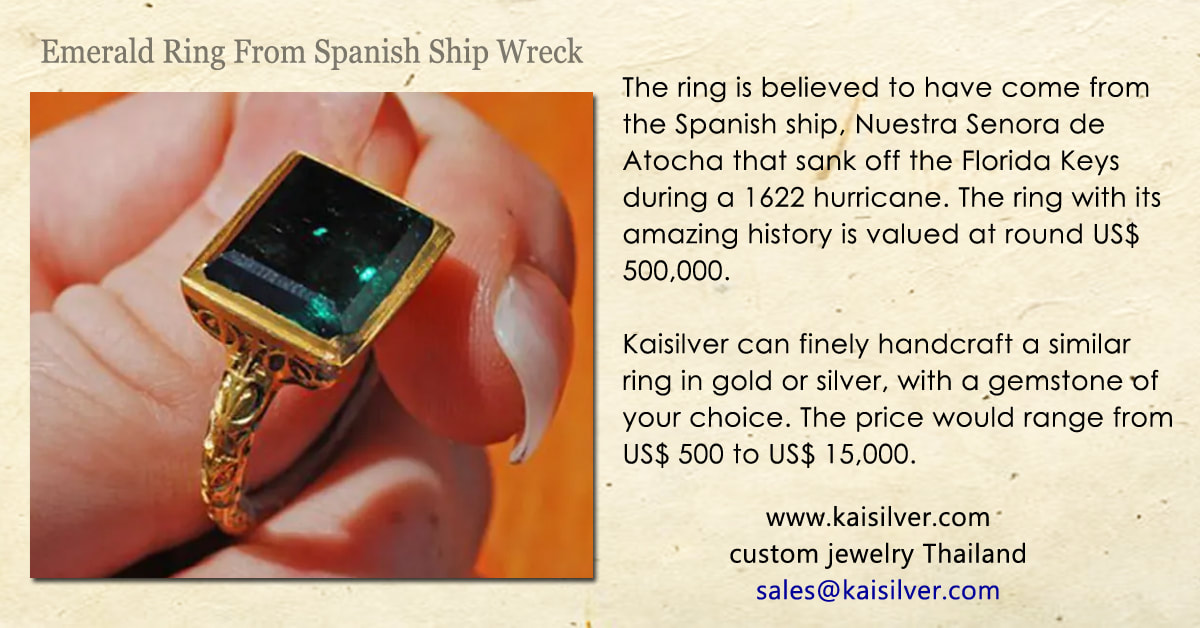 emerald ring kaisilver - from Spanish ship wreck